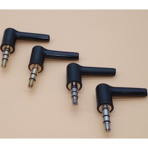 4Pcs/lot 3.5mm stereo headset plug jack 3 4 pole Nicke/Gold Plated 90 Degrees Black Audio Plugs Jack Adaptor Connector DIY