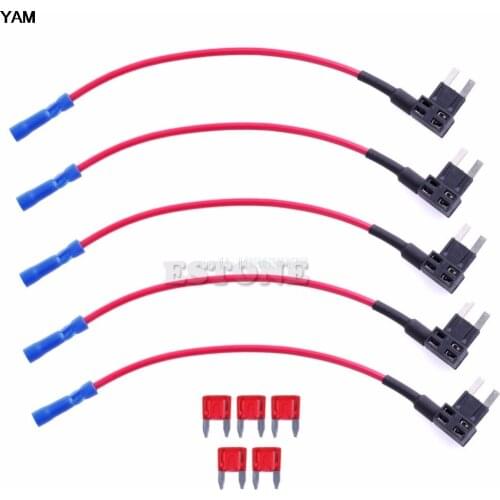 5x Mini ATM Fuse Adapter tap Dual Circuit Adapter Holder With Fuse For Car Truck