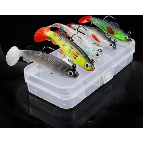 5pcs Artificial Soft Fishing Lures Plastic Simulation Fishing Baits Lifelike 3D Eyes Swimbaits Kit Fishing Tackles