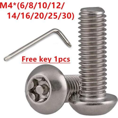50pcs M4 Secutiry screw 304 stainless steel A2 Torx Button Pan Round Head Tamper Proof security screws Screw Bolt