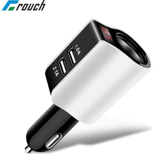 Crouch Usb Car Charger Adapter For iPhone Samsung LED Screen Lighter Dual USB Car-Charger 2.1A Charging Mobile Phone Micro Cable