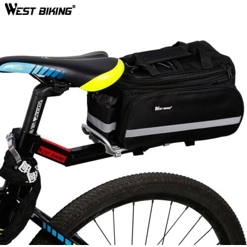 WEST BIKING 65kg Capacity Bike Racks+Bag Bike Luggage V Brake Disc Rack Stacking Shelf Tailstock Bicycle Rack+Rear Saddle Bag