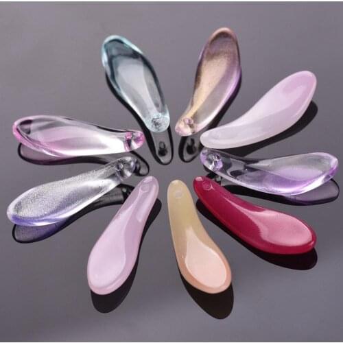 10pcs 27x8mm Long Petal Shape Crystal Glass Loose Crafts Beads Top Drilled Pendants for Earring Jewelry Making DIY Crafts
