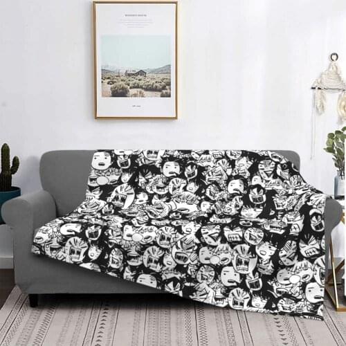 Demon Slayer Faces Blanket Flannel Spring Autumn Anime Manga Portable Ultra-Soft Throw Blanket for Home Couch Bedding Throws