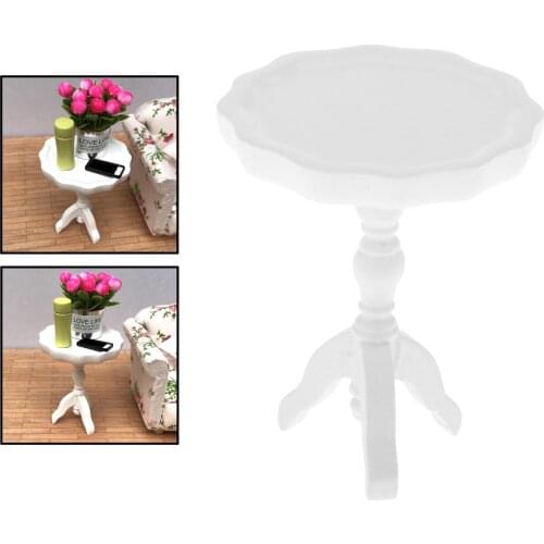 Wooden Dollhouse Furniture Round Tea Coffee Table Miniatures Living Room