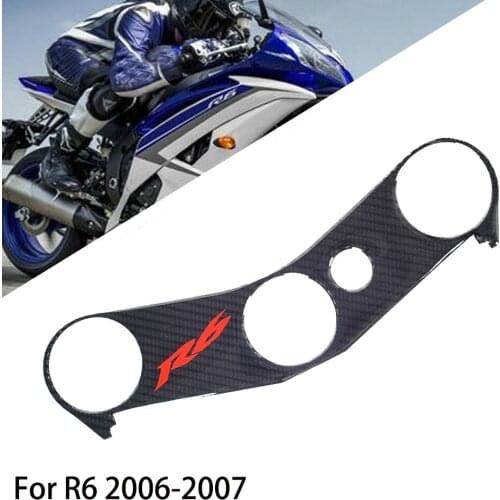 For YAMAHA Motorcycle Carbon Fiber Pattern Upper Triple Clamp Yoke Sticker Cover For YZF R6 2006 2007 06 07 YZF-R6