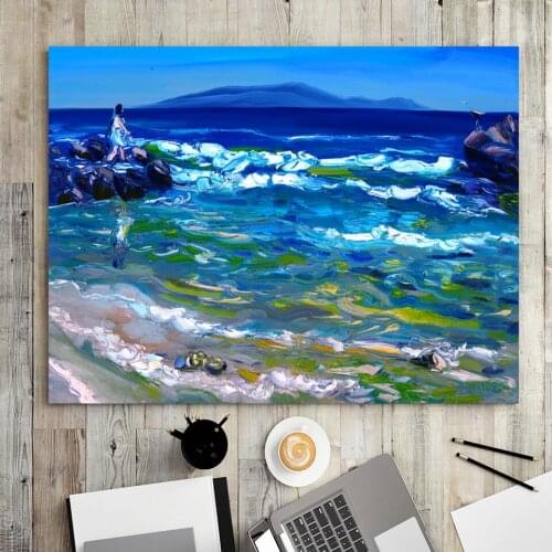 Home Decoration Print Canvas Wall Art Picture Poster Paintings Horizontal Heavy oil painting sea and sea For Living-room