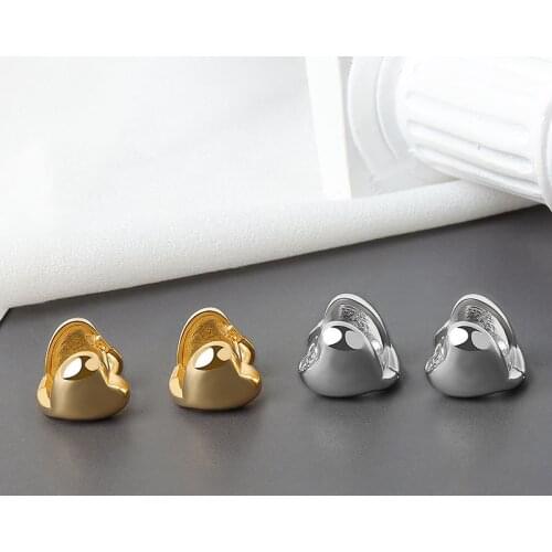 WTLTC Gold Sliver Color Double Side Heart Hoop Earrings Simple Stylish Small Earrings Fashion Geometric Lover Earrings for Women