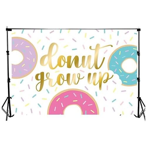 Photography Backdrop Baby Girl Donut Grow Up Pattern Birthday Party Banner Photo Studio Background Cake Table Scene Setter Decor
