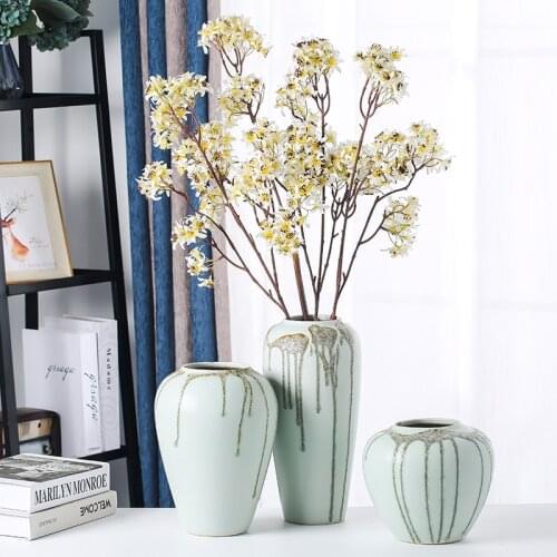 Light Luxury Home Decor Nordic Style Green Glaze Bubble Ceramic Vase for Plant Hydroponics