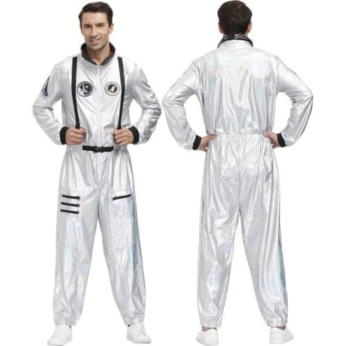 Astronaut Costume for Men Halloween Carnival Party Alien Spaceman Cosplay Outfits Jumpsuit