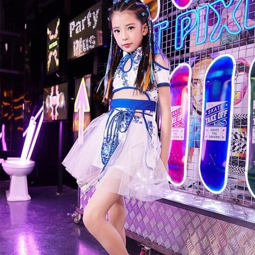 5 Style Jazz Dance Costume For Girls Chinese ChildrenS Street Dance Tutu Hip Hop Dress Guzheng Stage Performance Clothes DL4489