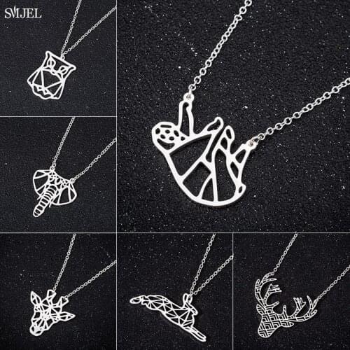 Tiny Stainless Steel Animal Necklaces for Women Girls Cute Giraffe Fish Rabbit Necklace Jewelry Deer Chritsmas Accessories Gift
