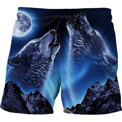 Summer Mans Beach Shorts Swim Sports Pants Wolf 3D Print Man Galaxy Surfing Short Breathable Male Gym Surf Board Swimsuit