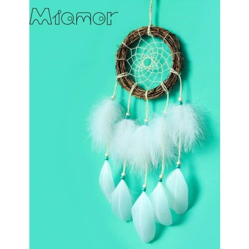 MIAMOR Nordic Rattan Ring White Dreamcatcher Nursery School Kids Bedroom Decoration Wedding&Home Wall Decor Accessories Amor0153