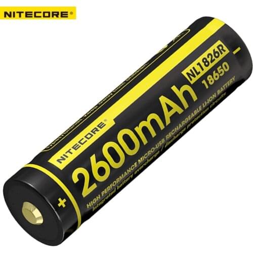 Nitecore NL1826R 2600mAh 3.6V Micro-USB Rechargeable Li-ion 18650 Battery with Charging Port