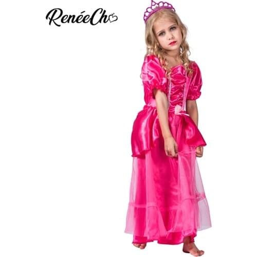 2018 new arrival Halloween costume for kids Pink Princess Dress classic birthday dresses for party child carnival costume