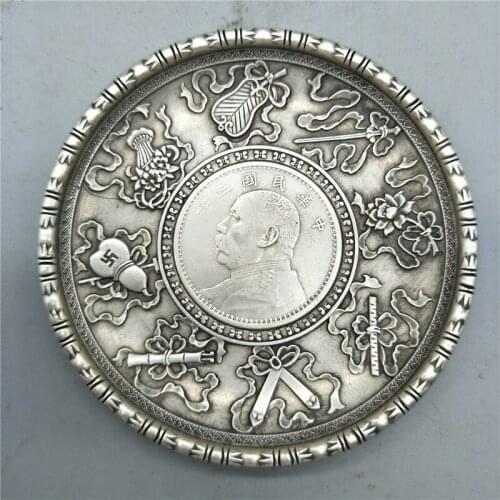 Copper-white-copper-silver tray, silver-dollar tray, Retro Tea cushion, cup cushion, copper dish, ashtray fitting