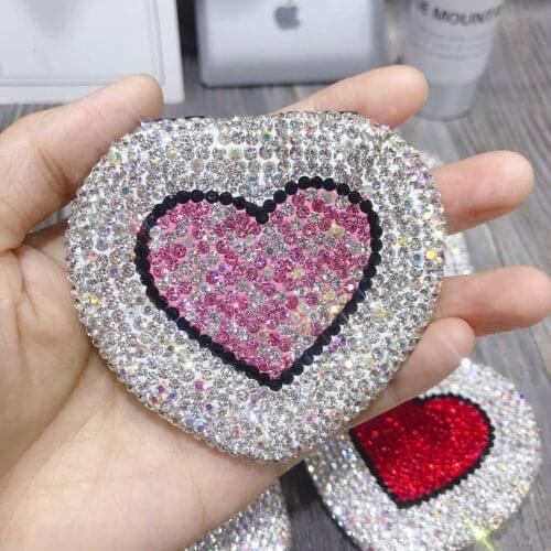 Diamond-studded portable portable makeup mirror princess mirror beauty mirror flip-top folding small square mirror makeup mirror