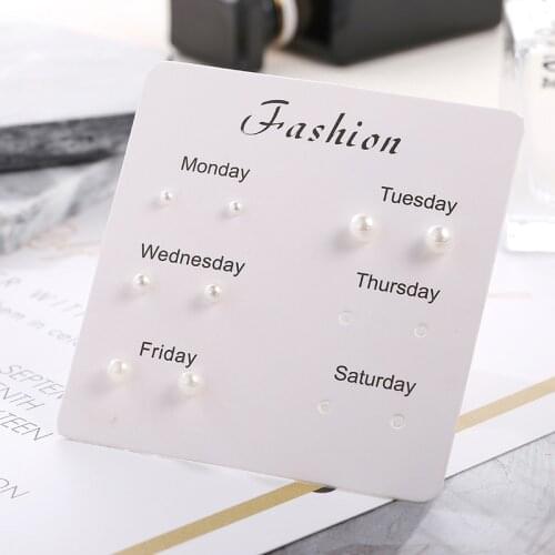 4 Pairs/set 3mm 4mm 5mm 6mm Fashion Classic Simple Ball White Pearl Small Stud Earrings Set For Women Girls Kids Jewelry Gifts