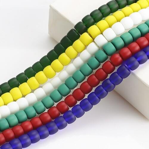 45Pcs/Lot Glass Matte Round Beads Cylindrical Loose Spacer Beads for Jewelry Making Diy Bracelet Necklace Jewellery Accessories