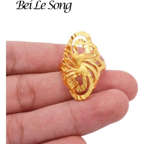 Ring heart Dubai gold color rings for women wedding party resizable ring bridal luxury Couple rings gifts African Dubai French