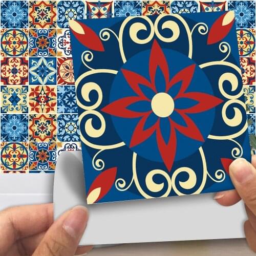 16pcs/set 10/15/20/30cm Hard Tiles Floor Wall Stickers Kitchen Bathroom Waistline Decoration Wallpaper Peel & Stick Art Mural