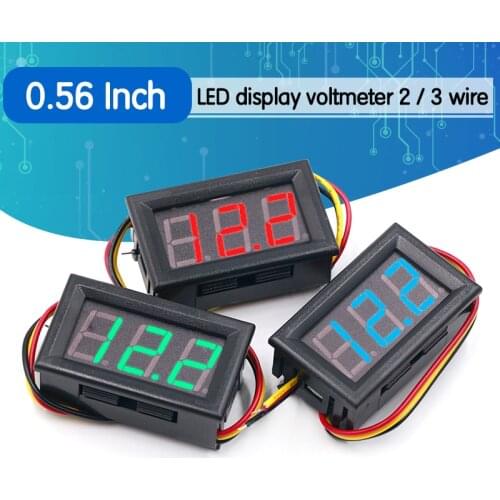 0.56 Inch Mini Red Green Blue LED Display Panel Voltage Meter Voltmeter Home Use Voltage 3 Three Digital DC 4.5V 30V 2 / 3 Wires