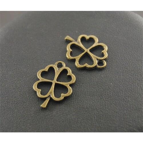 10pcs Alloy Bronze Silver Color 4 Leaf Clover Charms Handmade Charms Pendants Jewelry Findings A157/A730