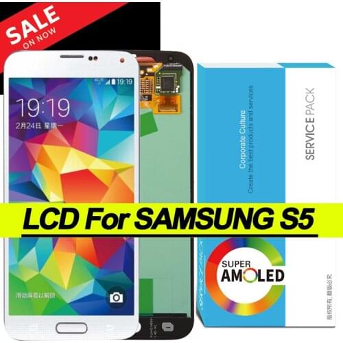 100% Original 5.1'' Super AMOLED LCD Display Touch Screen Digitizer Assembly for Samsung Galaxy S5 G900F G900H Repair Parts