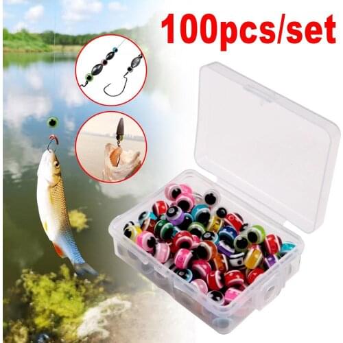100 pcs/set Fish Eye Fishing Bead Carolina Rig Beads 6mm 8mm Plastic Fishing Beads Texas Rig Accessories Bass Fishing Tackle