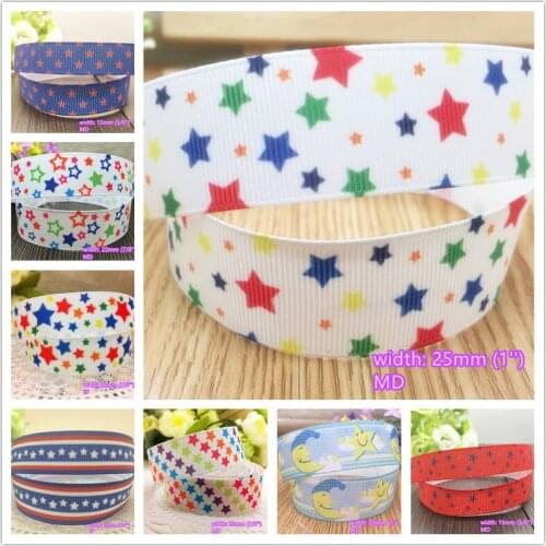 12 styles to select 10 yards Popular Stars printed Grosgrain Ribbons Quality Tapes for hairbow gift pack clothing Bowknot DIY