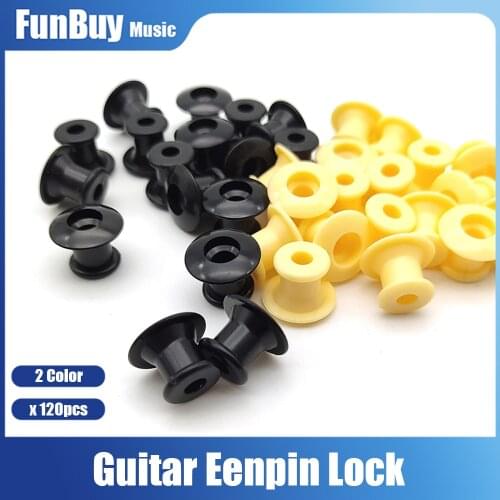 200pcs Electric Bass Uklulele Guitar Strap Lock ABS End Buttons Black/Ivory StrapLock Locking Pegs Pins