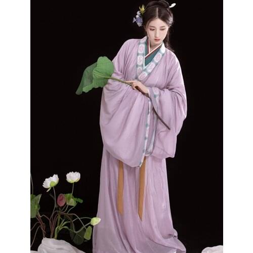 2021 chinese traditional hanfu wei and jin dynasty big sleeve cross collar cotton hanfu folk dance exquisite embroidery hanfu