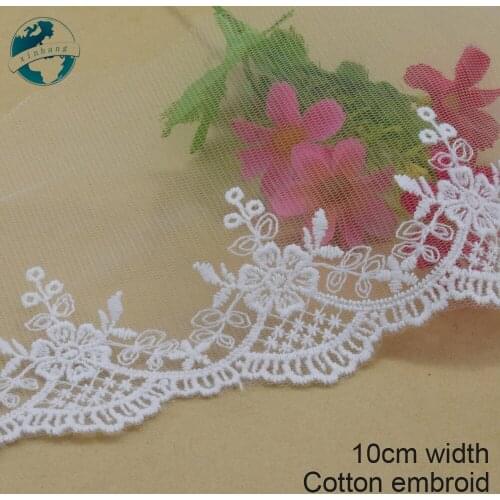 3yards 10cm white lace cotton embroidery lace french lace ribbon fabric guipure diy trims warp knitting sewing Accessories#3027