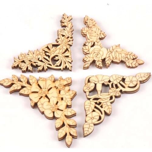 4Pcs Mixed Wooden Book Corner For Scrapbooking Craft Home Decoration Wood Slices DIY Unfinished Album Corners 27x27mm m1658