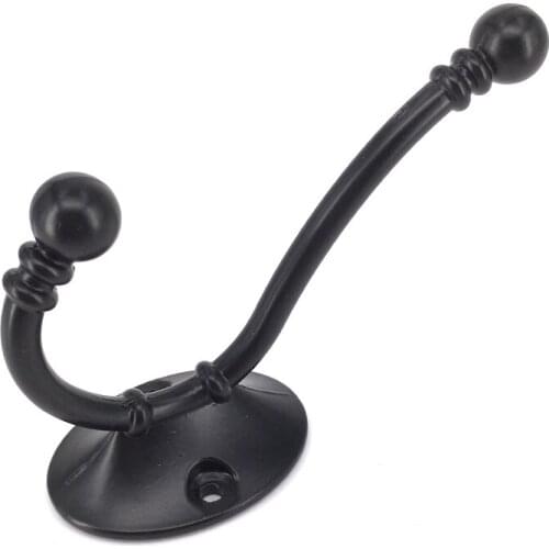 6PCS Modern Black Design Wall installationZinc alloy Hook . Bedroom Clothes Robe Hook Multi-function Kitchen Hooks