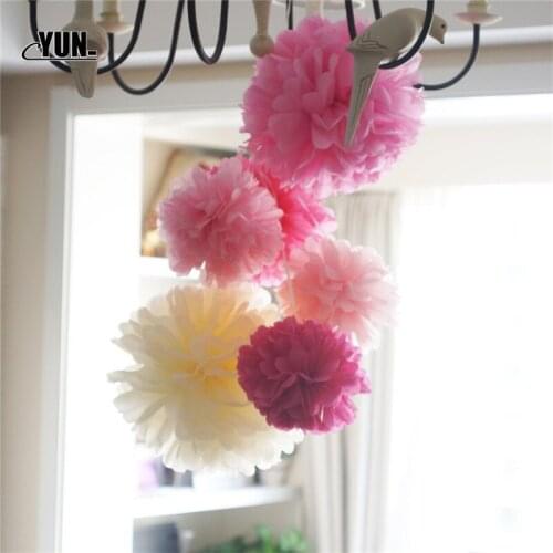 8/10inch Tissue Paper Pompom Pom Poms Wedding Decoration DIY Paper Flower Balls Birthday Baby Shower Party Crafts Supplies 8D