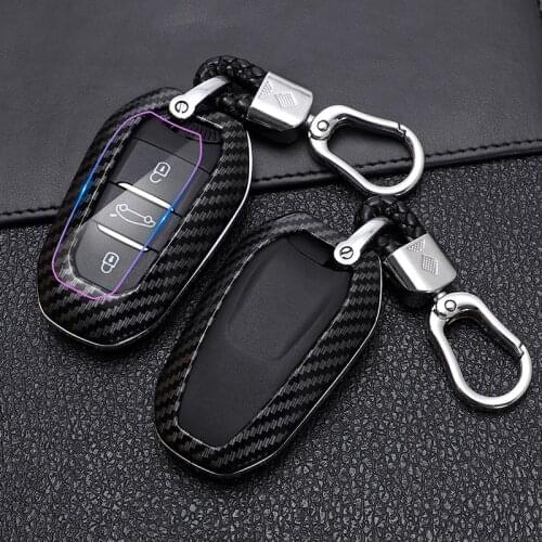 ABS Carbon Fibe Car Smart Key Cover Case Protect Fob For Peugeot 508 301 308 2008 3008 4008 5008 407 408 Citroen C5 C6 C4L C3-XR
