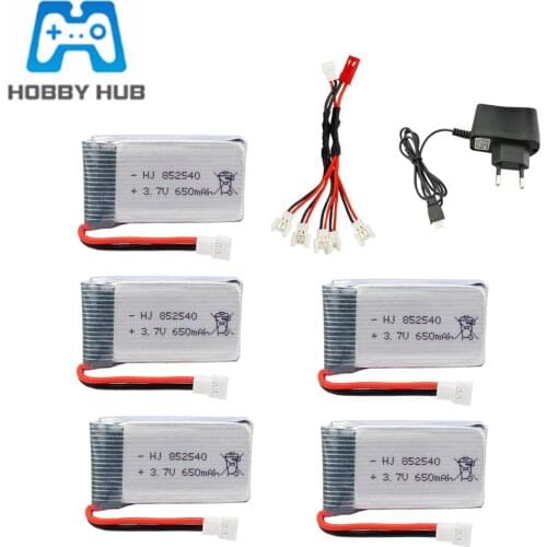3.7V 650mAh Lipo Battery and 5 in 2 Usb Charger Sets For SYMA X5C X5C-1 X5 H5C X5SW X6SW H9D H5C RC Drone Parts 852540 Battery