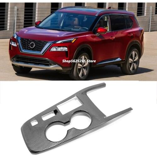 For Nissan Rogue X-trail T33 2021 2022 Accessories Carbon Fiber Decoration Strip Central Control Gear Panel Protection Cover LHD