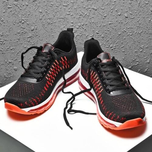 Brand spring and autumn mens shoes new fashion trend full cushion sports shoes large size 39-48 simple flying woven shoes