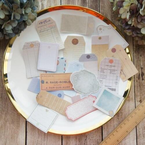 58pcs Old File Tag Design Retro Style Paper Sticker As Scrapbooking DIY Gift Packing Label Decoration Tag Party Decoration