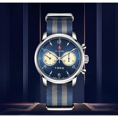 RED STAR Mens 42mm 1963 Chinese Pilot Chronograph Watch Seagull ST19 Movement Sapphire Crystal Mineral Glass Clock