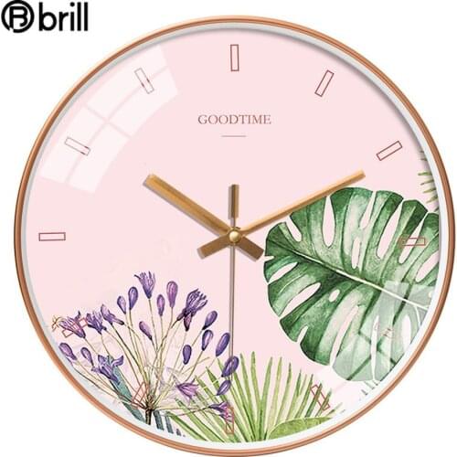 Nordic Creative Modern Wall Clock Gold Plant Hipster Large Clocks Wall Home Decor Living Room Office Decoration Modern Horloge
