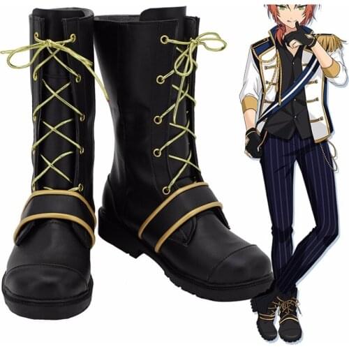 Ensemble Stars Tsukinaga Leo Cosplay Boots Black Shoes Custom Made Any Size
