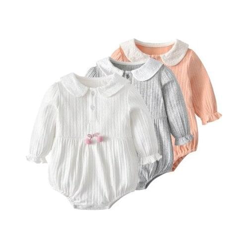 Toddler Girl Cotton Soft Rompers 2020 Autumn New Baby Boys and Girls Solid Rompers Kids Long Sleeve Jumpsuit Bodysuits 0-2 Years