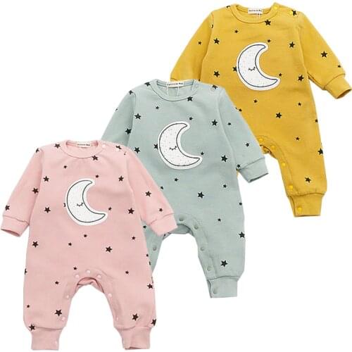 Baby Girls Long Sleeve Warm Romper Jumpsuit Playsuit Moon Outfits Baby Princess One Piece Cute Infant Girl Rompers Baby Clothing