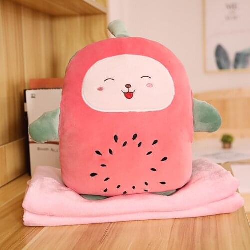 Super cute fruit kids' air-condition plush blanket lovely fruit shape childern pillows soft plush back cushion in home or office