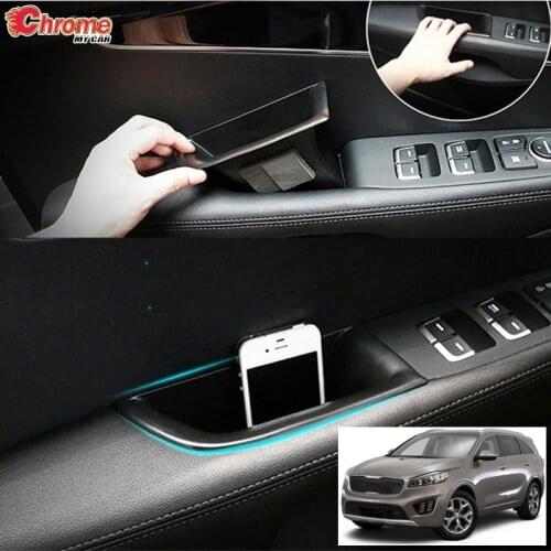 For Kia Sorento UM 2016 2017 Front Door Handle Storage Box Center Console Glove Bin Inner Armrest Holder Molding Car Accessories